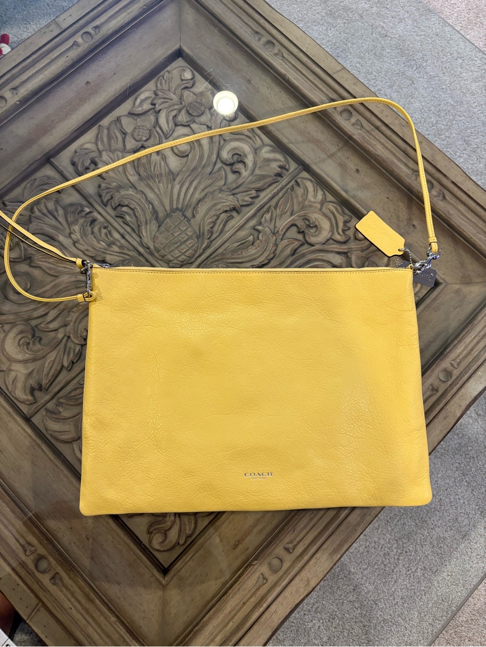 COACH Yellow Leather Crossbody with Slim Strap